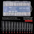 240pcs extra long transparent coffin gel nail tips with 12 sizes for professional use - Half Cover Ballet Style (YS-134) / Clear