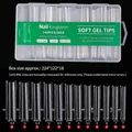 Extra long transparent pipe nail tips 240pcs set with detailed size measurements for manicure - Half Cover Pipe Style (ys125) / Clear