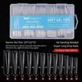 Extra long clear soft gel nail tips size chart with 12 sizes and 240pcs storage box - Half Cover Droplet Style (ys130) / Clear