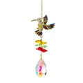 Colorful hummingbird suncatcher ornament with rhinestone wings and iridescent crystal pendant - Colorful Hummingbird