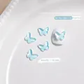 Luxe zeeblauwe iriserende vlinder K9 kristal nageldecoratie met een platte bodem - Vlinder (5236582938970)