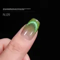 Dopamine double light cat eye nail polish in shade N.09 showing a green glitter gradient - 15ml / Dopamine Cat Eye Gel 09#