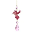 Decorative pink rhinestone hummingbird crystal suncatcher hanging ornament for window - Rose Red Hummingbird