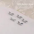 Exquisite silver ballet bow nail charms with central pearl accent for elegant nail art - Silver Bowknot / 1 Piece/Pack (4*8mm)