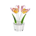 Elegant pink crystal tulip flower figurine ornament for luxury home table decorations - Two Tulips Ornament / 71*100mm, 130g