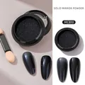 Solid black metallic mirror powder for nails, model MCB10, high-gloss finish. - Dark Gray/Black (MCB10)