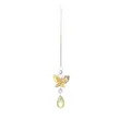 Goldener Schmetterling Kristall-Sonnenfänger Hänger mit facettiertem gelbem Tropfen - Gold Schmetterling (38 Maschenblatt) / Ca. 31-34cm