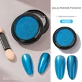 Bright blue solid mirror nail powder with metallic chrome finish for manicures - Blue (MCB11)