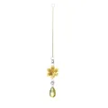 Goldene Blume Kristall Sonnenfänger Hängeornament mit gelbem Tropfenanhänger für Haus - Gold Blume (38 Maschenblatt) / Ca. 31-34cm