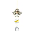 Διακοσμητικό vintage bee suncatcher κρεμαστό στολίδι με πολύπλευρα διαυγή κρύσταλλα - Σχήμα Λευκής Μέλισσας / Συνολικό Μήκος 28cm