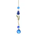 Eleganter blauer Tulpen-Kristall-Sonnenfänger mit funkelnden Glasperlen als Autodekoration - Tulpenanhänger (Mittelblau) / Länge ca. 30CM
