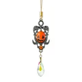 Colgante atrapasol de calabaza de Halloween con gota de cristal facetado iridiscente - Clip de Bolsa Cara de Fantasma Naranja