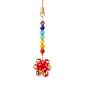 Attrape-soleil fait main en cristal arc-en-ciel avec fleur rouge pour voiture ou sac - Pendentif Petite Fleur (Rouge)