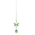 Elegante acchiappasole a farfalla in cristallo verde con catena dorata e goccia - Farfalla Verde (Foglia a Rete)