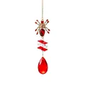 Atrapasol de araña de Halloween con gotas de cristal rojo para coche o la ventana - Colgante de Araña Roja