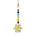 Attrape-soleil en cristal arc-en-ciel fleur ornement suspendu pour sac ou auto - Pendentif Petite Fleur (Jaune Citron)