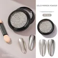 Professional high-shine silver solid mirror powder for metallic nail art design, model MCB18 - Bright Silver (MCB18)