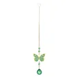 Acchiappasole a farfalla dorata con perle verdi e goccia di cristallo sfaccettato decorativo. - Farfalla Verde (Sfera)