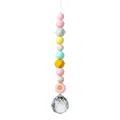 Acchiappasole in perle di silicone colorate con girasole rosa e sfera di cristallo - Stile E Perline in Silicone