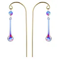 Premium AB colorful crystal suncatcher garden stake with iridescent glass teardrop pendant - 80mm Rainbow Waterdrop / Single Piece