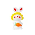 Figura de conejo de cristal con zanahoria, adorable adorno de escritorio de conejo blanco - Conejo con Sombrero Amarillo y Zanahoria