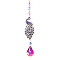 Colgante atrapasol de cristal pavo real con pedrería de colores para jardín exterior. - Pavo Real Azul (LSGJ291) / Aprox 27cm