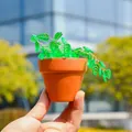 Kit de bricolage suncatcher plante en pot avec feuilles vertes et pot en terre cuite - Style Feuille (LSDZ374) / 70x70mm