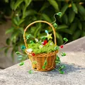 Kit de bricolage attrape-soleil en cristal fait main avec perles vertes et petit panier - Style Panier de Fleurs (286) / 90x130mm