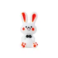 Adorable figura de conejo de cristal blanco hecha a mano con detalles naranjas y una pajarita - Conejo con Pajarita Negra