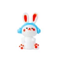 Figura de conejo de vidrio hecha a mano con auriculares azules para decorar mesa o coche. - Conejo con Auriculares Azules