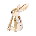 Elegante champagnerfarbene Kristallhasenfigur mit schillernder Oberfläche für die Deko - Champagner Sitzender Hase / 5.1x5.5x9.2cm