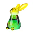 Handgefertigte Kristall-Hasenfigur mit gelb-grünem Farbverlauf für elegante Tischdeko - Gelbgrün Verlauf Sitzender Hase / 5.1x5.5x9.2cm