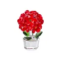 Figurine d'hortensia élégante en cristal rouge dans un pot en verre clair. - 60x92mm / Rouge Vif