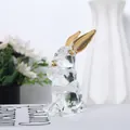 Elegante handgeblasene Glashasenfigur mit Goldohren für luxuriöse Heimdekorationen - Stehender Hase Goldrand-Ohren / 9x6x4cm