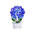 Figurine élégante d'une hortensia en cristal bleu dans un pot transparent facetté. - 60x92mm / Bleu Moyen