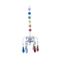 Colorful octopus crystal suncatcher with rainbow octagonal beads and teardrop pendants - Multicolor Pointed Bead Pendant / 245mm