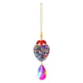 Exquisiter bunter Herz-Strass-Anhänger mit schillerndem Kristall-Tropfen für Taschen - Bunte Erdbeere / ca. 12CM