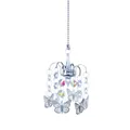 Elegant silver octopus crystal hanging suncatcher with butterfly charms and beads - Iron Butterfly Style Pendant / AB Color