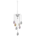Hanging crystal suncatcher wind chime with colorful iridescent leaf-shaped glass pendants - Leaf Iron Hanging Pendant / Total length 370mm