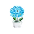 Elegante figurina di ortensia in cristallo blu in un vaso sfaccettato - 60x92mm / Blu lago