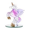 Detailed macro shot of a crystal unicorn figurine with pink accents and golden horn - Standing Unicorn / 74*105mm