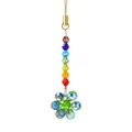 Attrape-soleil en cristal coloré fait main pour décoration de voiture ou de sac à main - Pendentif Petite Fleur (Vert Fruit)