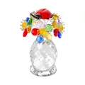Figurine de bouquet de fleurs en cristal coloré avec ornement coccinelle dans un vase ciselé - Figurine Fleur Coccinelle (LSSJBJ671) / 60*94mm
