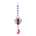 Bunter Kristall-Spinne Sonnenfänger Anhänger mit prismatischer Tropfenperle für Deko - Pflaumenrote Spinne / 26cm / Pflaumenrot