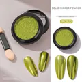 Professional solid mirror nail powder MCB20 in high-shine metallic green gold finish - Green Gold (MCB20)