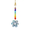 Attrape-soleil fait main en cristal fleur arc-en-ciel pour sacs et miroirs de voiture - Pendentif Petite Fleur (Bleu Transparent)