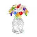 Élégant bouquet de fleurs en cristal coloré avec un socle en vase à facettes clair - Figurine Fleur Libellule (LSSJBJ671) / 60*94mm