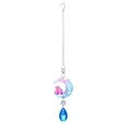 Acchiappasole artigianale luna e gatto in cristallo con pendente a goccia blu vivido - Rainbow Moon (Mesh Leaf)