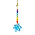 Attrape-soleil en perles de cristal arc-en-ciel avec pendentif fleur bleue facettée - Pendentif Petite Fleur (Bleu Lac)