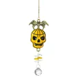 Atrapasol de calavera amarilla Halloween con cuentas y bola de cristal facetado - Colgante de Cara de Fantasma Amarillo